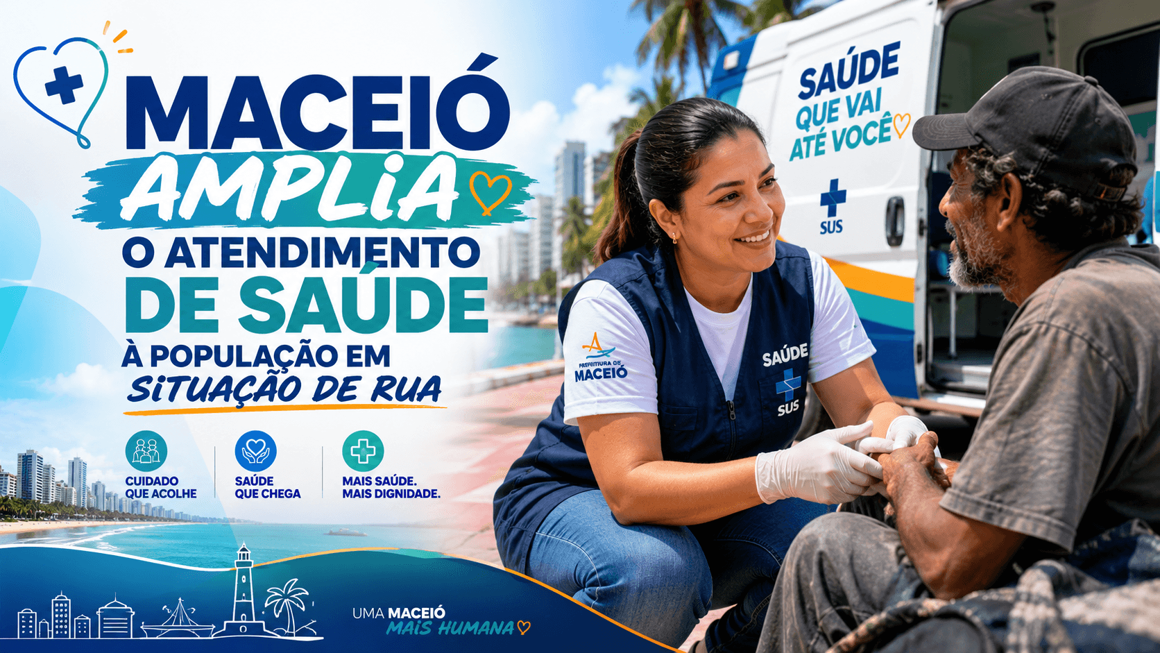 Capa editorial RT Notícias sobre a ampliação do atendimento de saúde à população em situação de rua em Maceió
